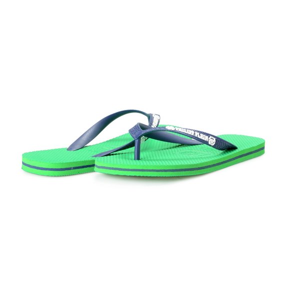 Philipp Plein Men\'s Green/Navy Blue Rubber Logo Print Flip Flops Shoes main image 6